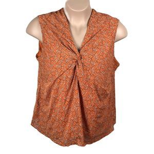 Liz Claiborne Shirt Blouse ~ Sz 2X ~ Orange ~ Sleeveless ~ Floral ~ Lined